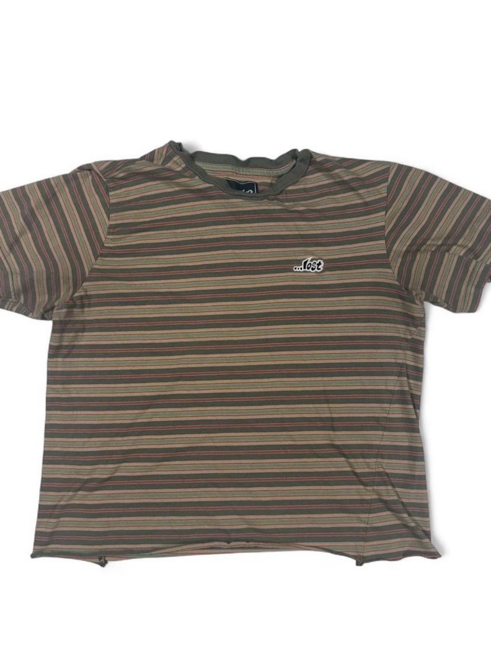 Vintage Y2K Lost Enterprises Striped Cropped Tee – Small